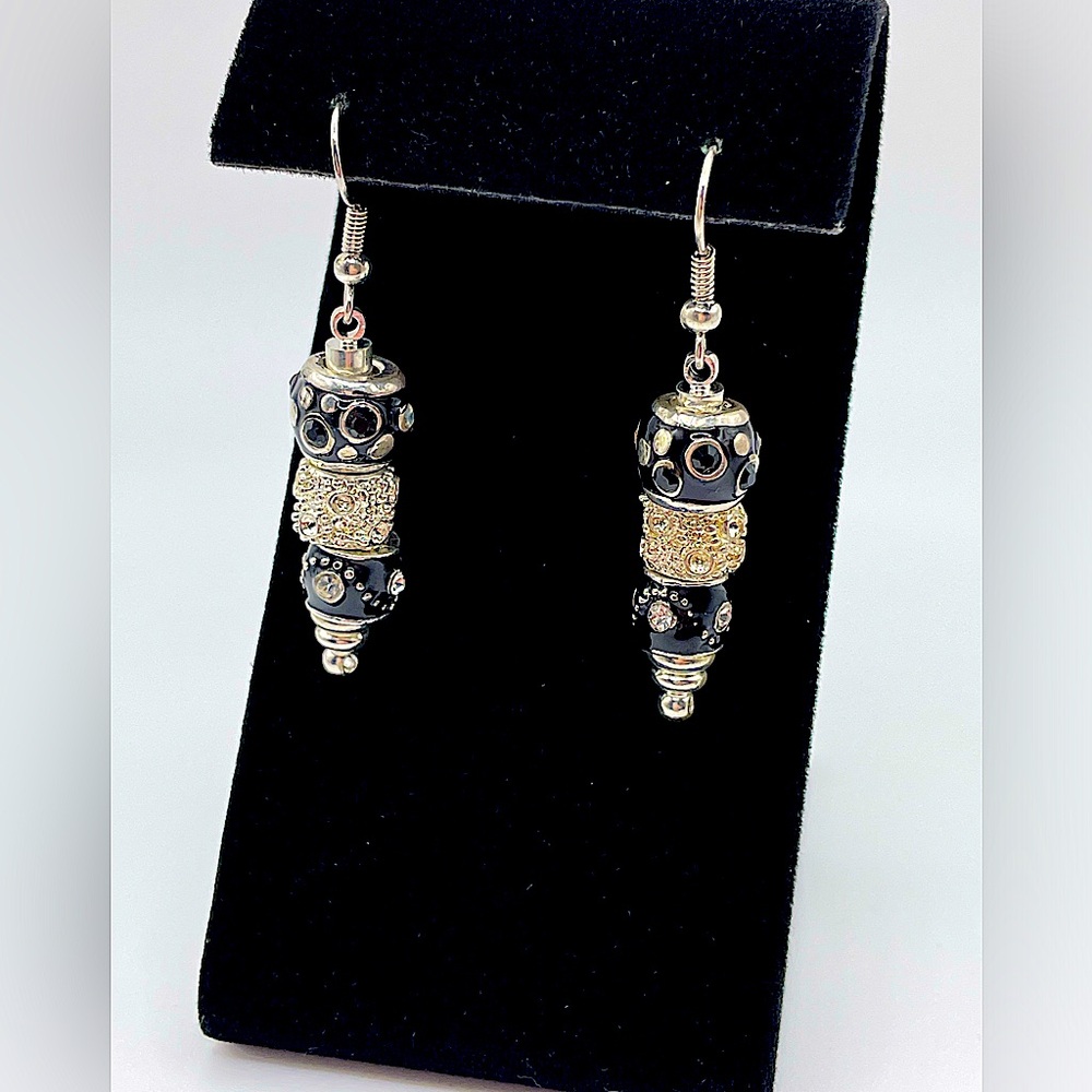 Elegant Silver and Black Dangle Earrings